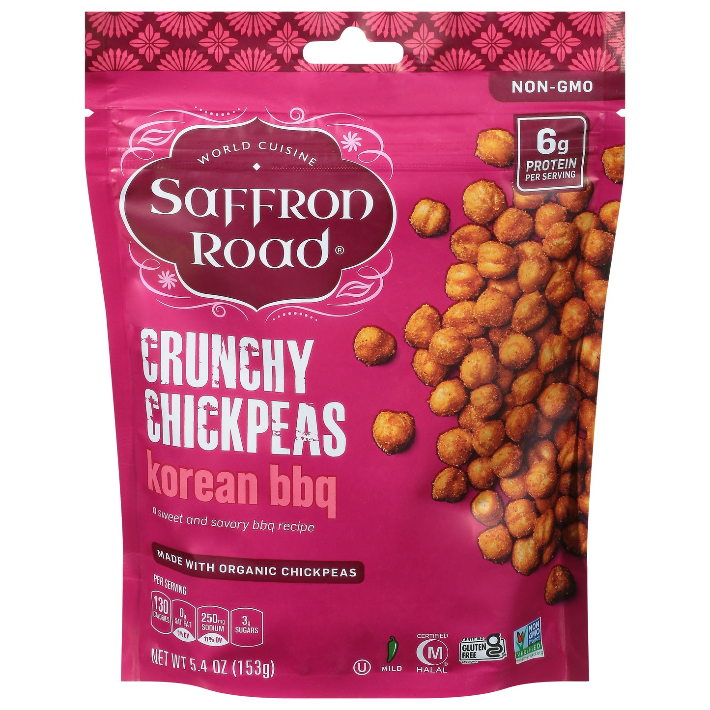 Saffron Road Crunchy Chickpeas Halal Korean Bbq Mild Heat - 6 oz (Pack of 6)