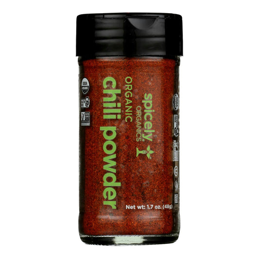 Spicely Organic Spices Chili Powder Glass Jar 1.7 Oz Pack of 3