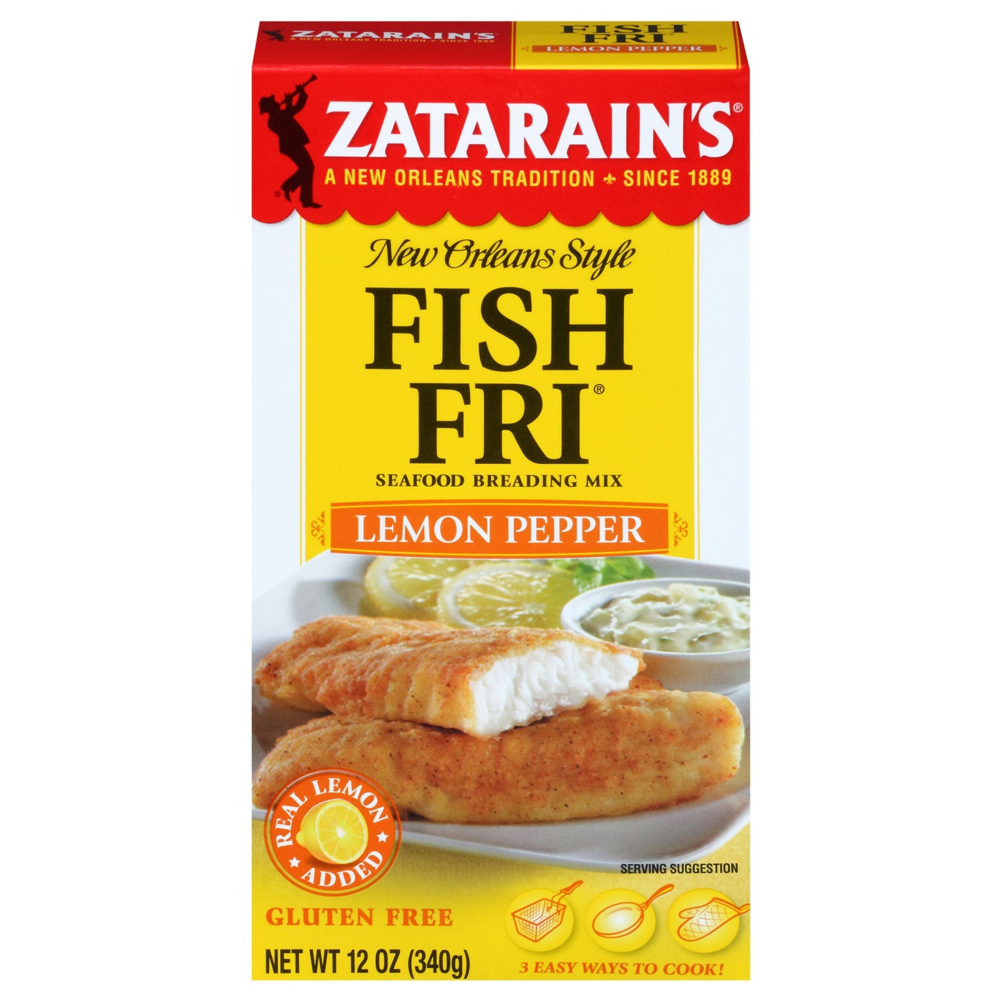 Zatarains Breading Fish Fry Lemon Pepper 12 oz (Pack of 8)