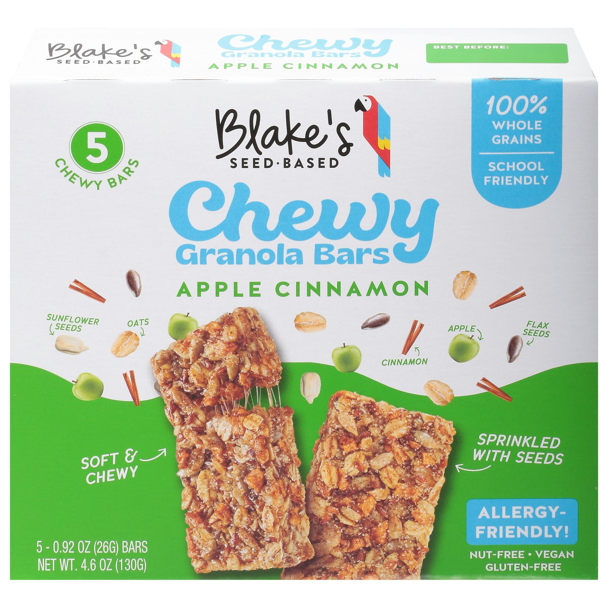 Blakes Seed Based Bars Chewy Apple Cinnamon 5bars 4.6 Oz (Pack of 6)