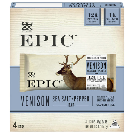 Epic Bars Sea Salt Vensison 4Pk 5.2 Oz (Pack of 8)