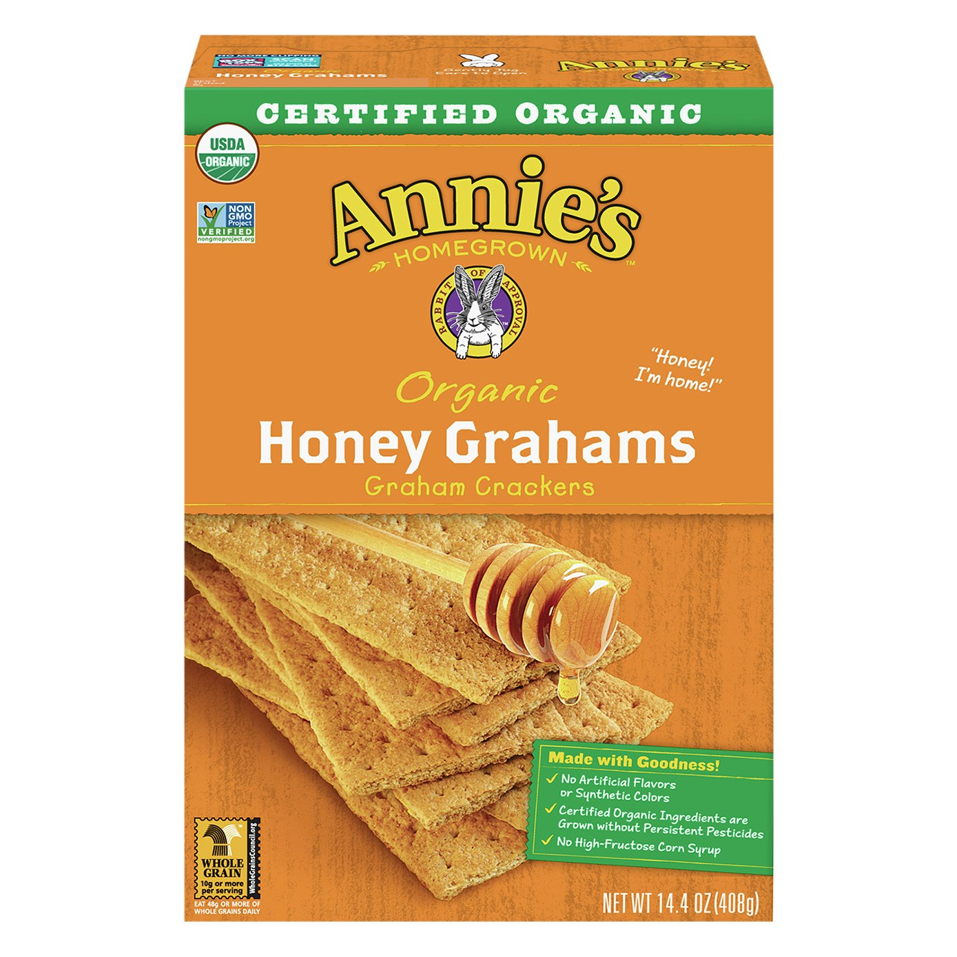 Annies Homegrown Cracker Graham Honey 14.4 oz (Pack of 12)