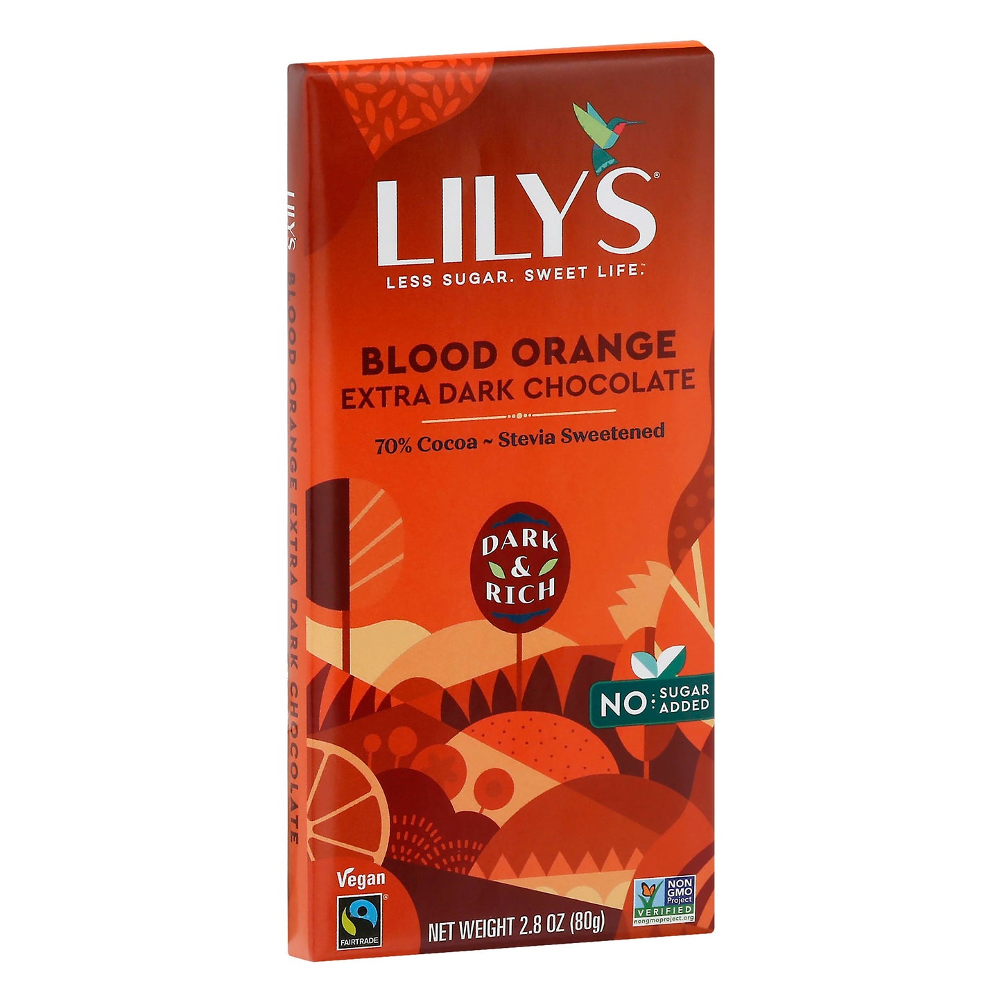 Lilys Sweets Chocolate Bar Dark 70% Blood Orange 2.8 Oz (Pack of 12)