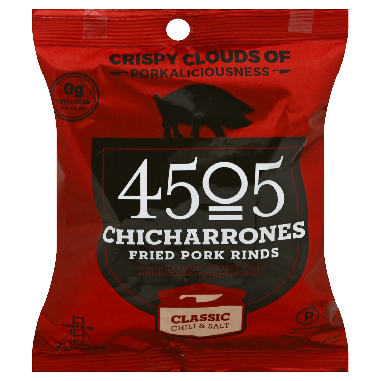 4505 Meats Chicharrones Chile Salt 1 Oz Pack of 12