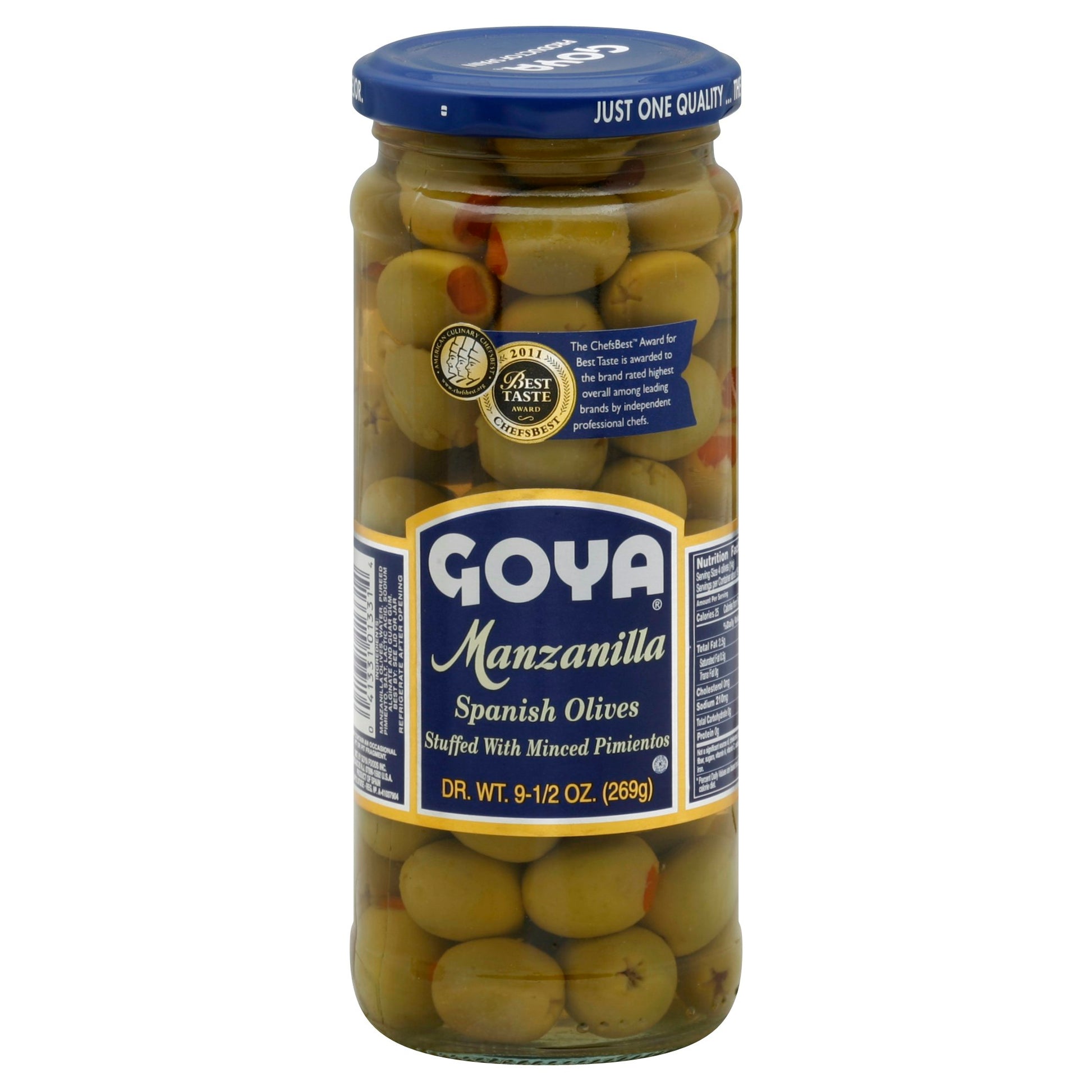 Goya Olive Stuffed Manzanilla 9.5 Oz Pack of 12