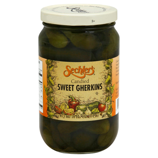 Sechlers Pickle Candied Sweet Gherki 16 Oz (Pack of 6)