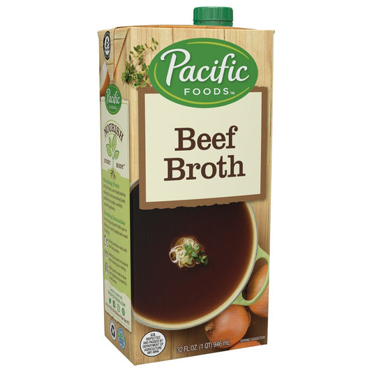 Pacific Foods Broth Beef Natural Gluten Free Fat free 32 oz (Pack of 12)