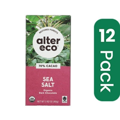 Alter Eco Americas Organic Chocolate Bar - Deep Dark Sea Salt - 2.82 oz Bars (Pack of 12)