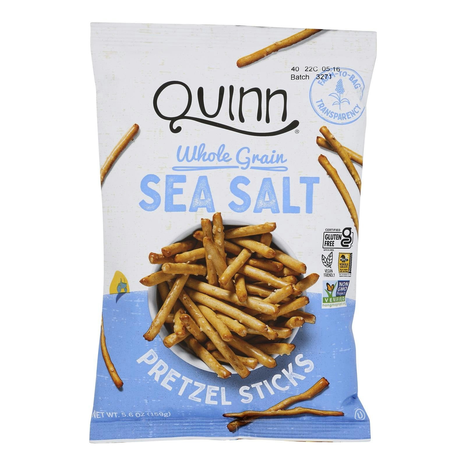 Quinn Pretzels Farm To Bag Classic Sea Salt Gluten Free - 7 oz (Pack of 8)