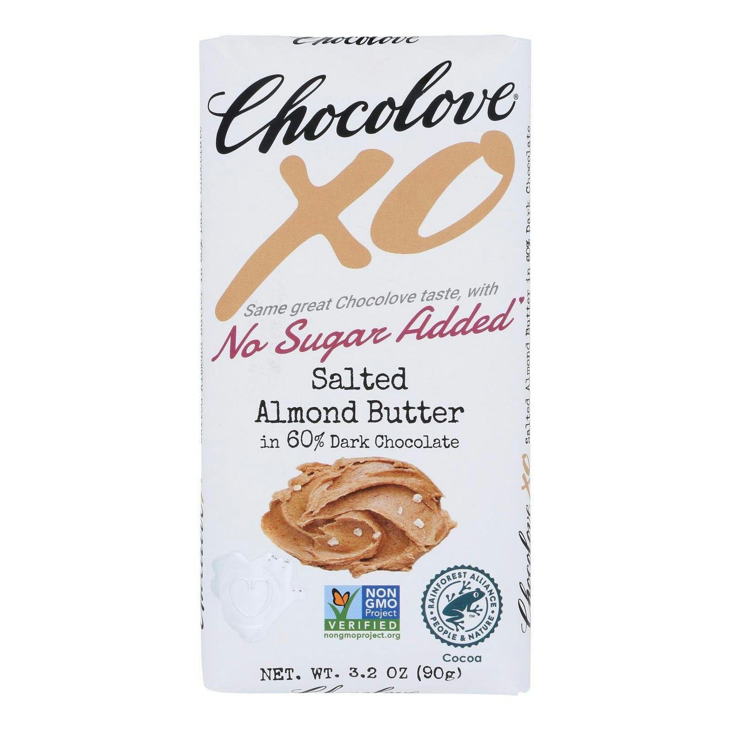 Chocolove - Salt Almond Butter Dark Chocolate Bar XO - 3.2 oz (Pack of 10)