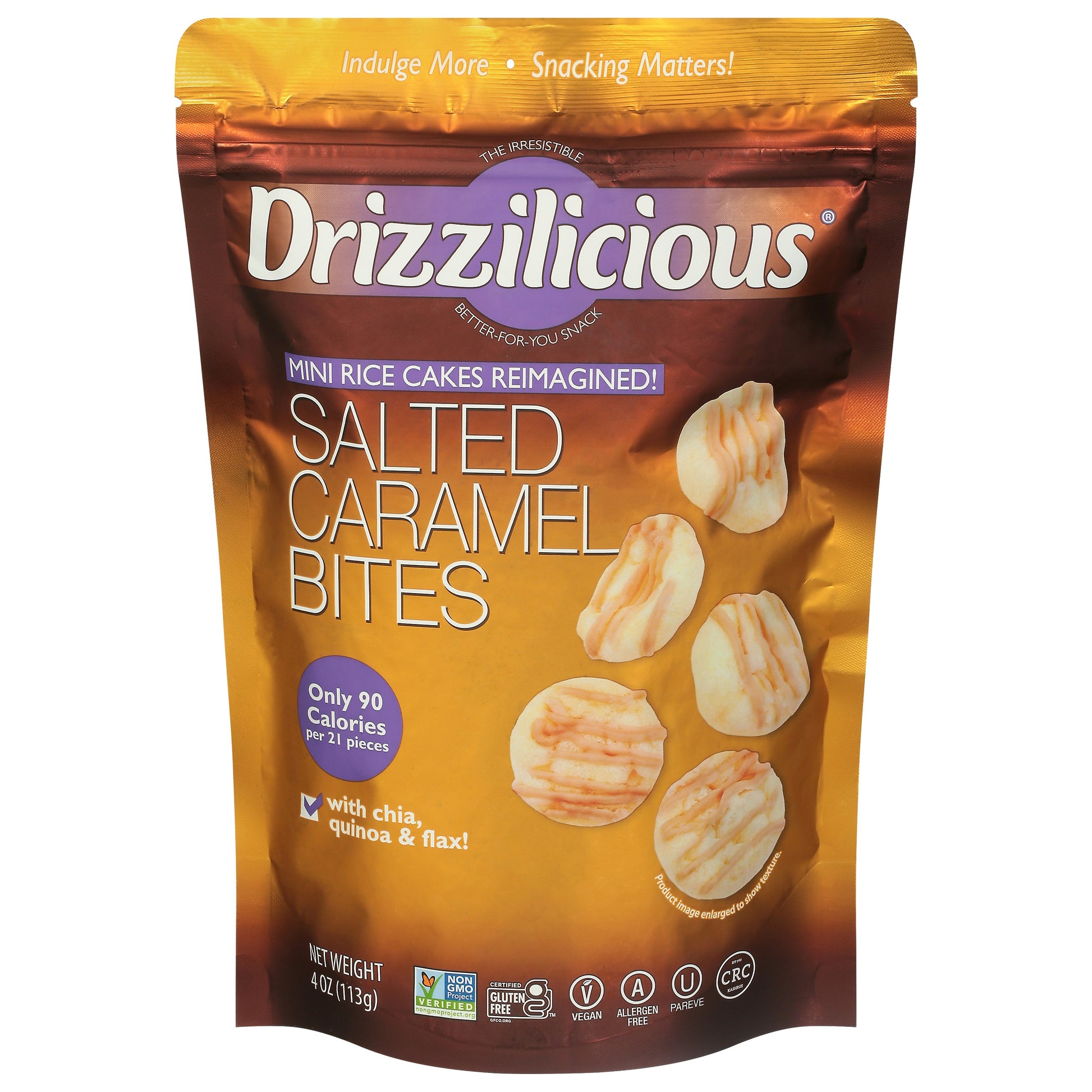 Drizzilicious Rice Cakes Mini Salted Caramel 4 Oz Pack of 6