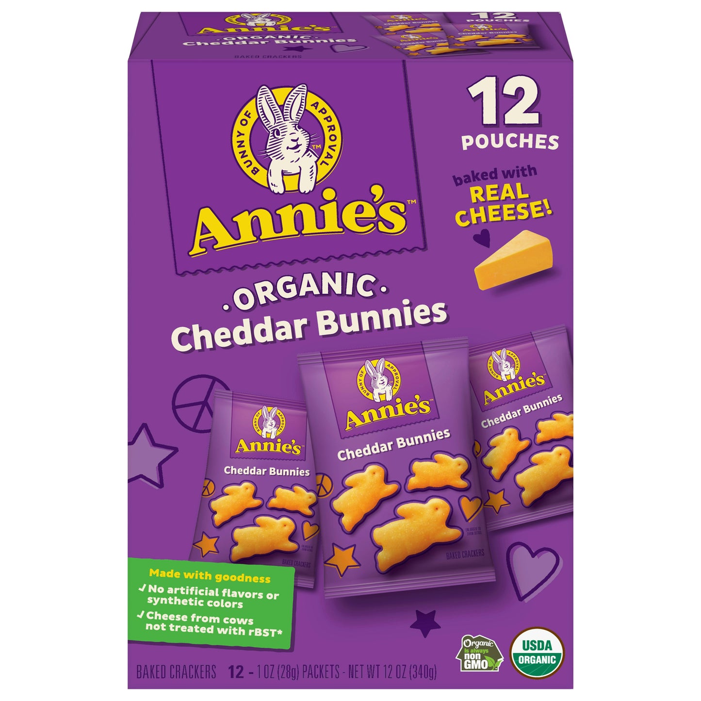 Annies Homegrown Crackers Bunny Ched Snack Pack 12