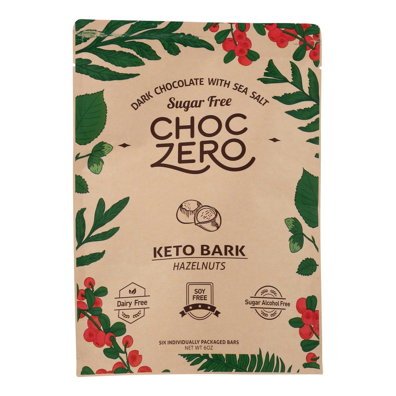 ChocZero - Keto Bark Dark Chocolate Hazelnut - 6oz (Pack of 12)