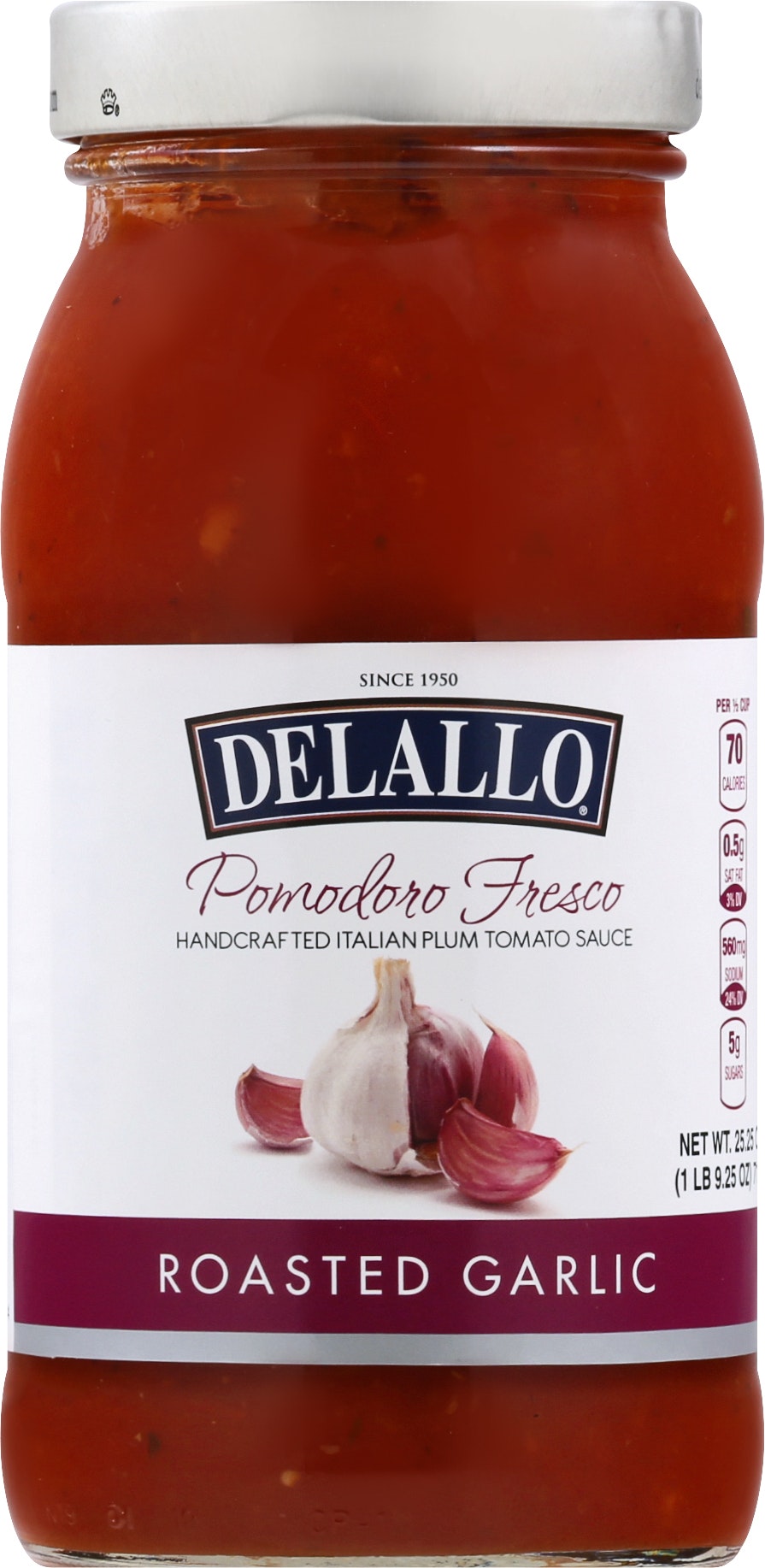 Delallo Sauce Garlic Roasted Pomodoro Fresco 25.25 Oz (Pack of 6)