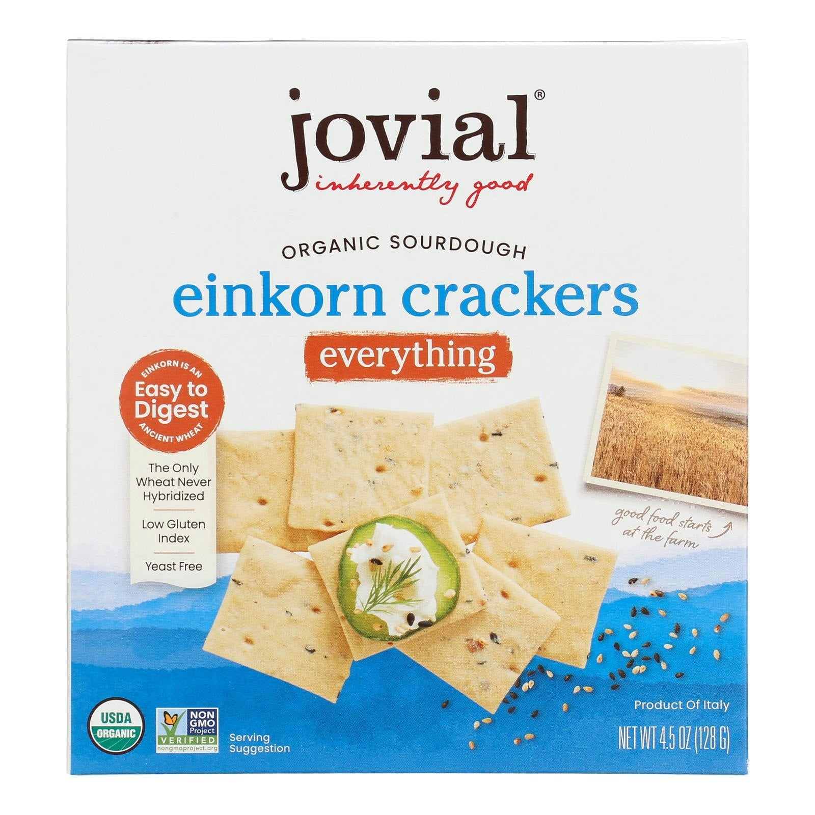 Jovial - Einkorn Everything Crackers 4.5 oz (Pack of 10)