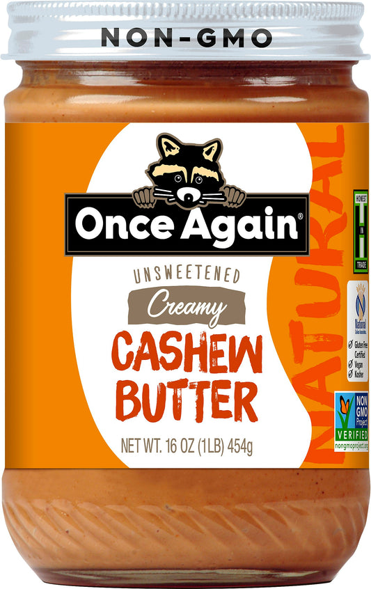 Once Again Butter Cashew No Salt 16 Oz Pack of 6