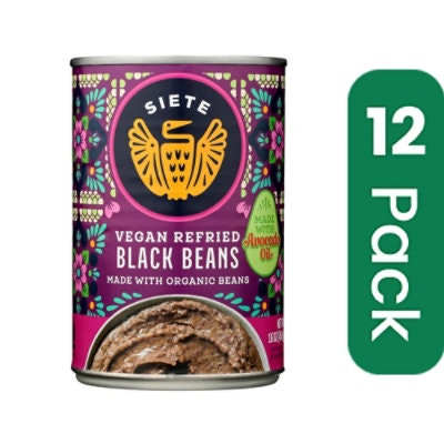 Siete - Beans Black Refried 16 oz (Pack of 12)