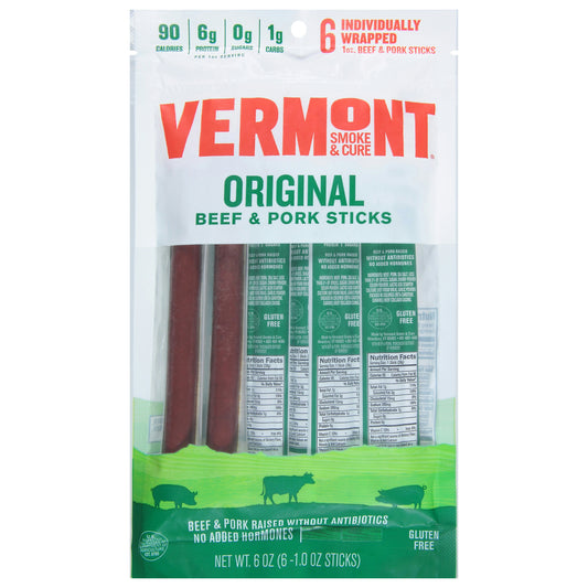 Vermont Smoke Sticks Beef Pork Peach 6 oz (Pack of 10)