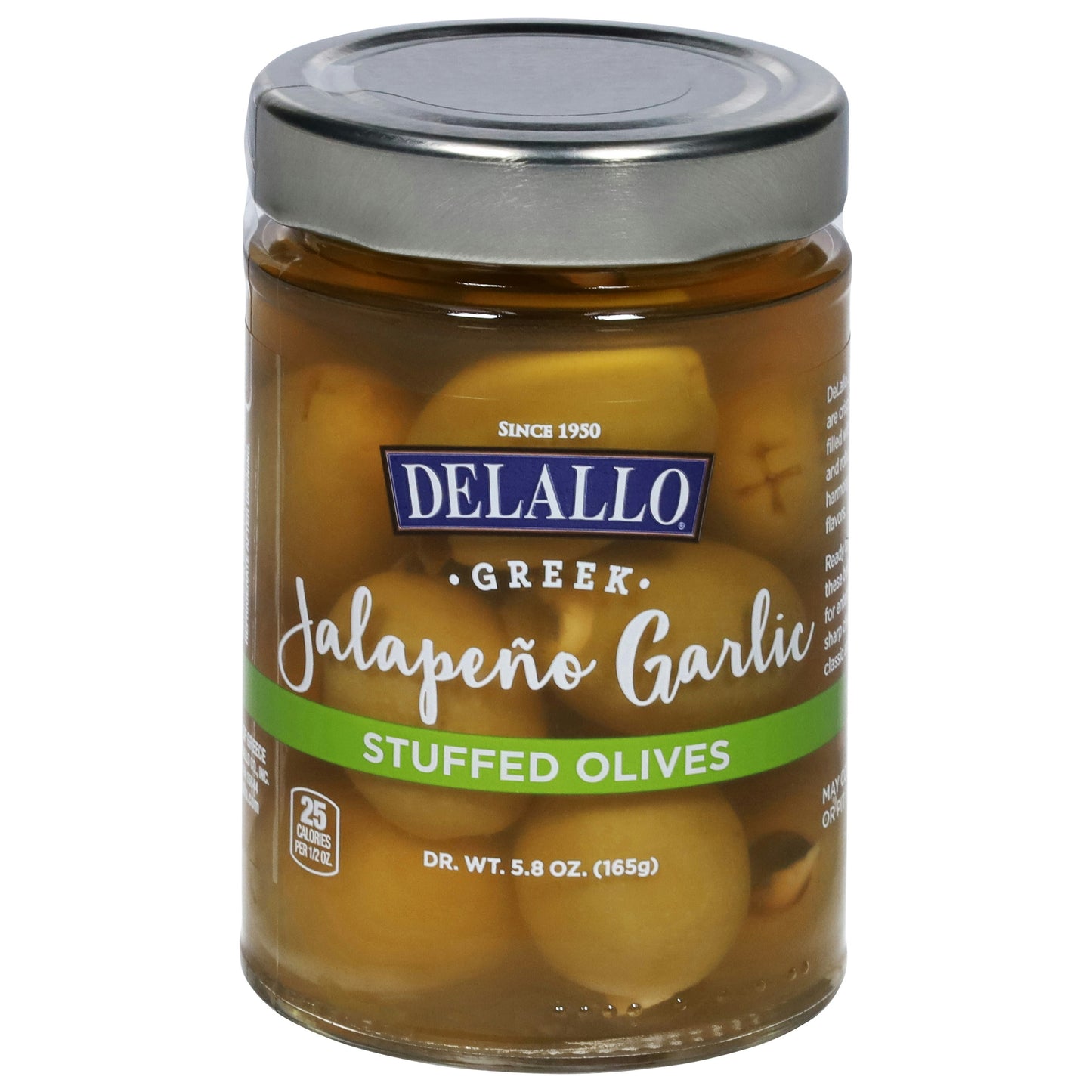 Delallo Olive Jalapeno Garlic Stuffed 5.8 Oz Pack of 6