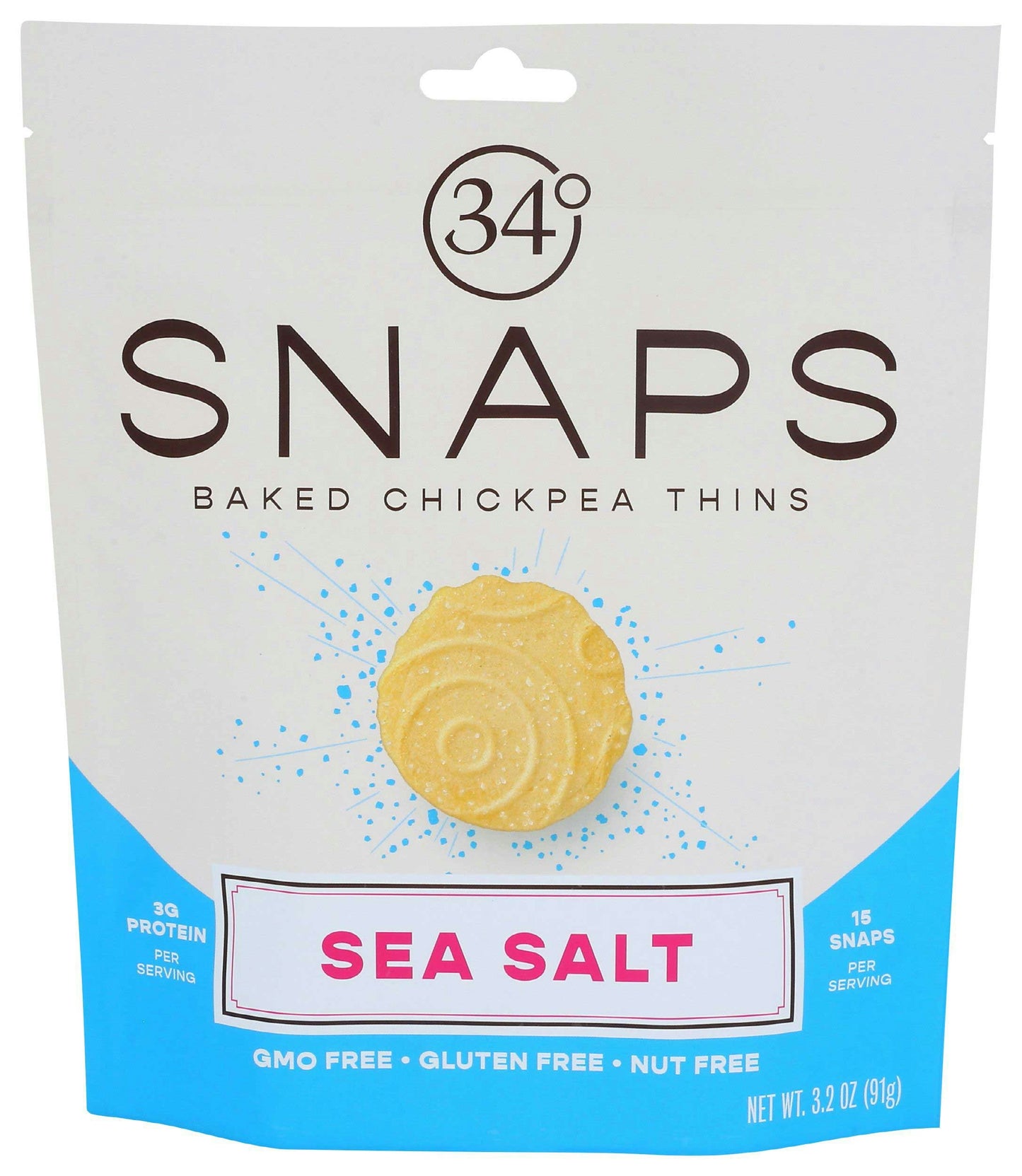 34 Degrees Snaps Sea Salt 3.2 oz (Pack of 12)