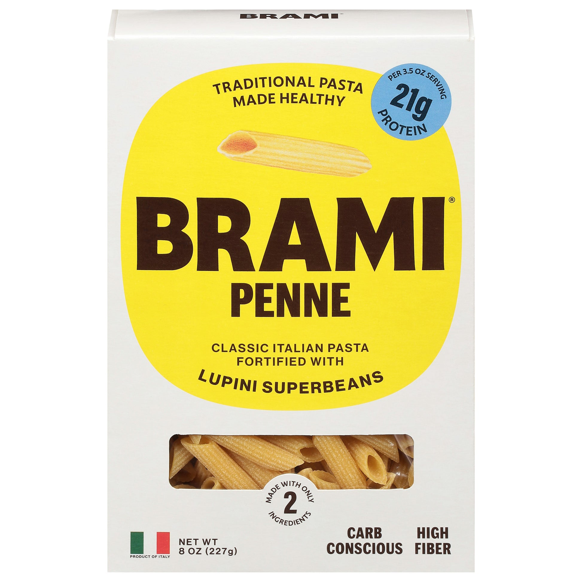 Brami Lupini Snack Pasta Semolina Lupini Penne 12 Oz Pack of 8