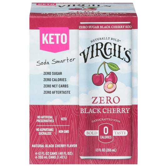 Virgils Black Cherry Zero Sugar 48 Fo Pack of 6