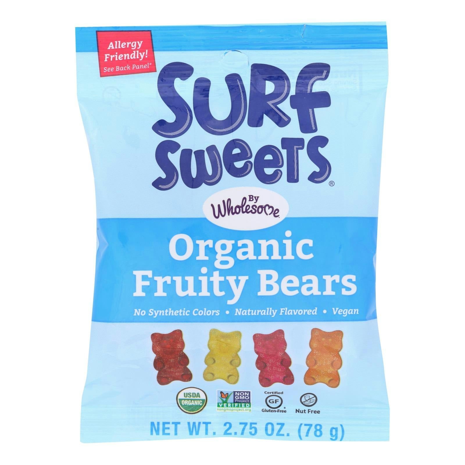 Surf Sweets Gummy Bear Fruity Organic 2.75 Oz (Pack of 12)