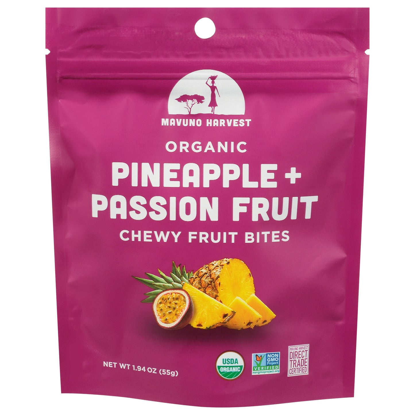 Mavuno Harvest Bite Fruit Pnaple Passion Fruit 1.94 Oz Pack of 8