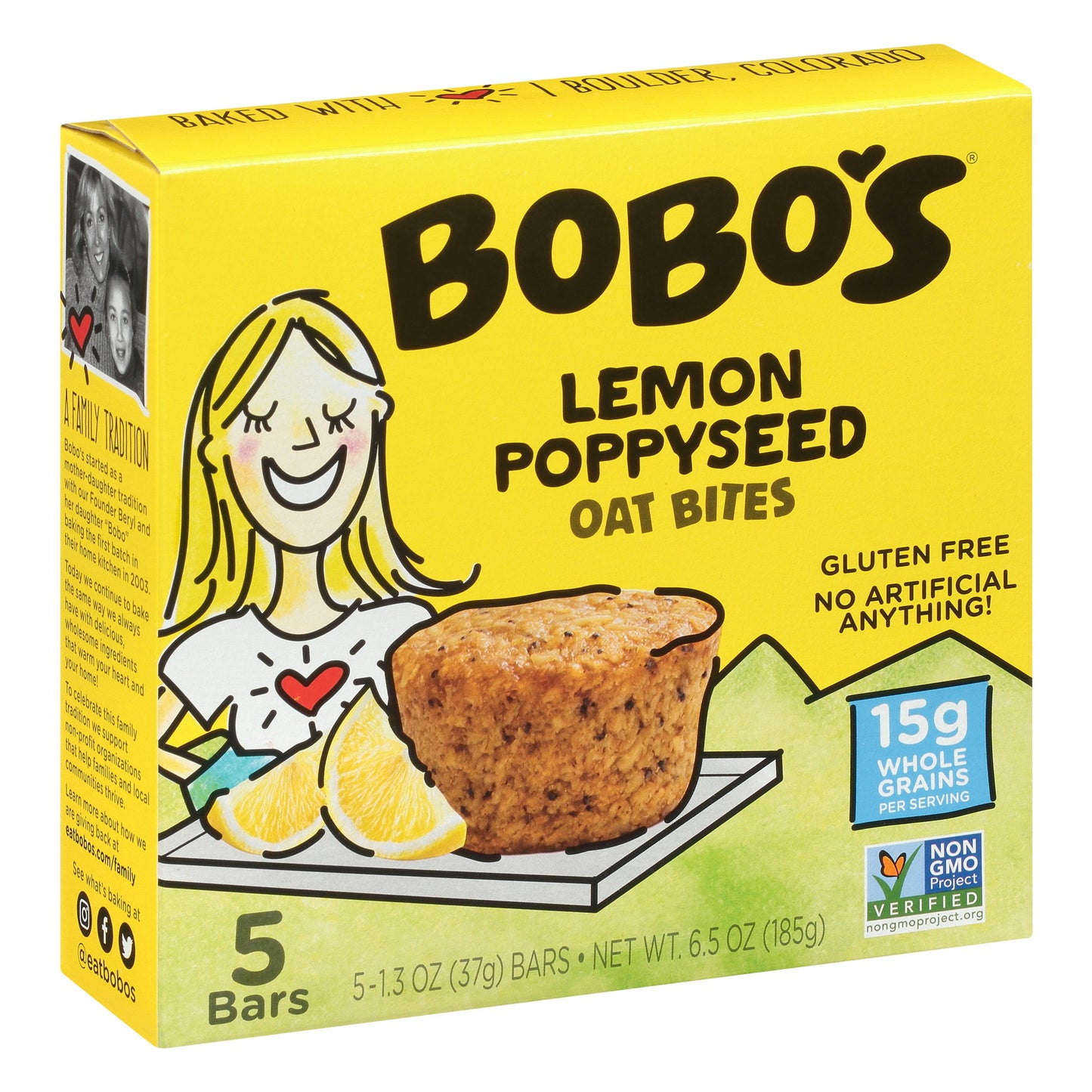 Bobos Oat Bars Bites Lemon Poppyseed 6.5 oz (Pack of 6)
