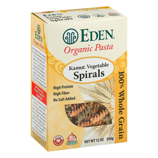 Eden Foods Pasta Kamut Vegetable Spirals Organic 12 Oz Pack of 6