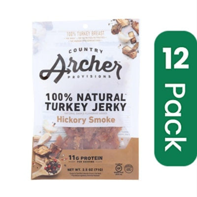 Country Archer - Jerky Turkey Hickory Smoked Gluten Free 2.5 oz (Pack of 12)