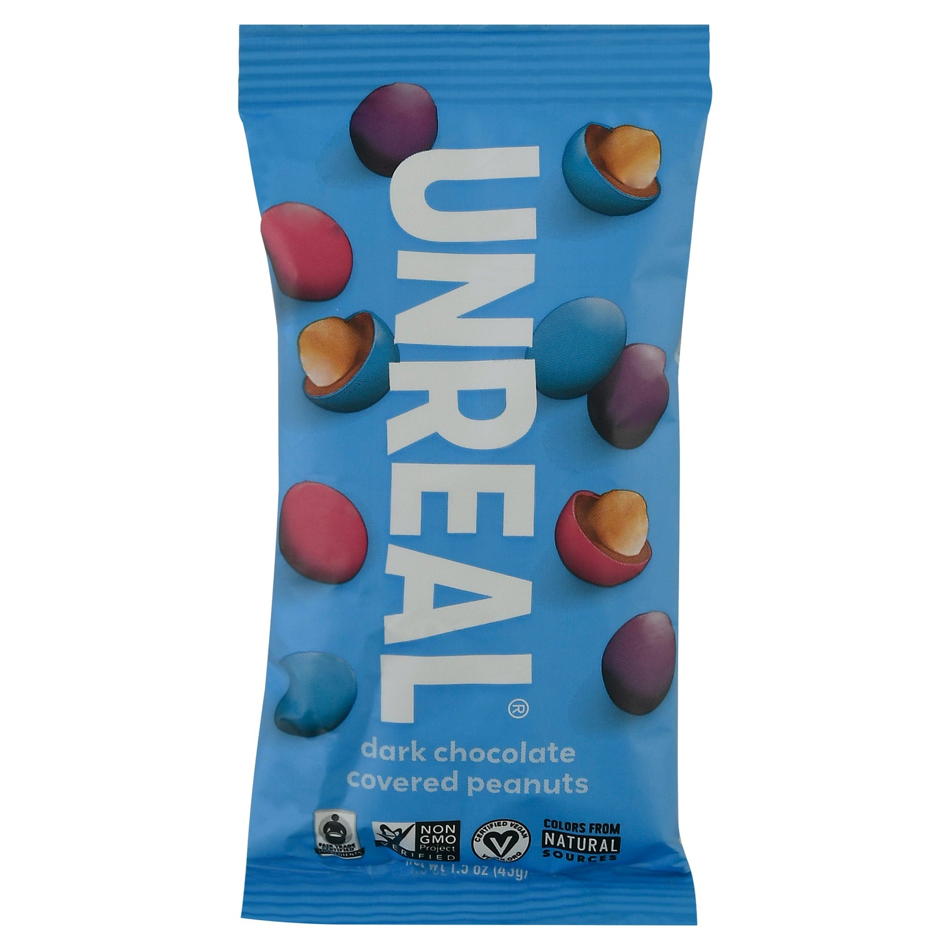 Unreal Chocolate Dark Peanut Gems 1.5 oz (Pack of 12)