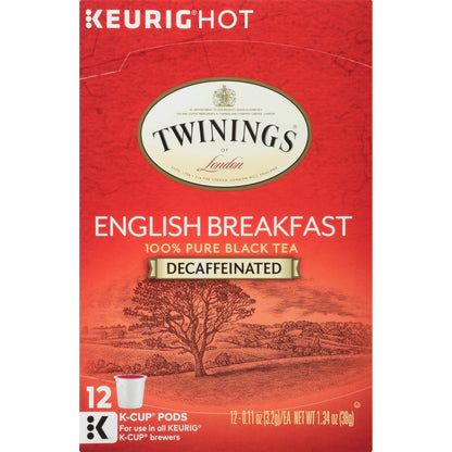 Twinings of London Black Tea K Cup Pods English Breakfast Tea Decaffeinated 12 Pc Pack of 6