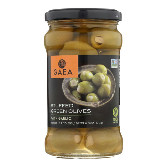 Gaea Stuffed Green Olives With Garlic 6 oz (Pack of 8)