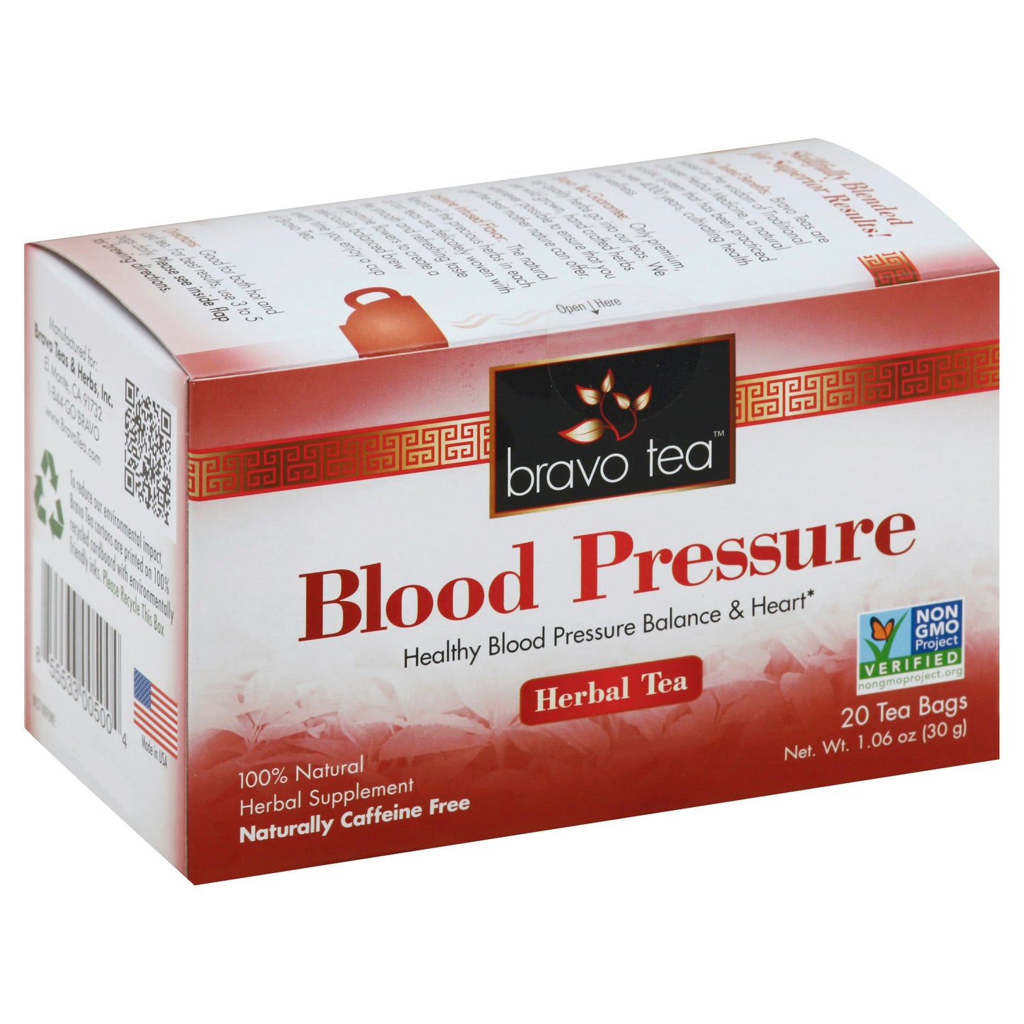 Bravo Teas Tea Blood Pressure 20 Bg Pack of 6