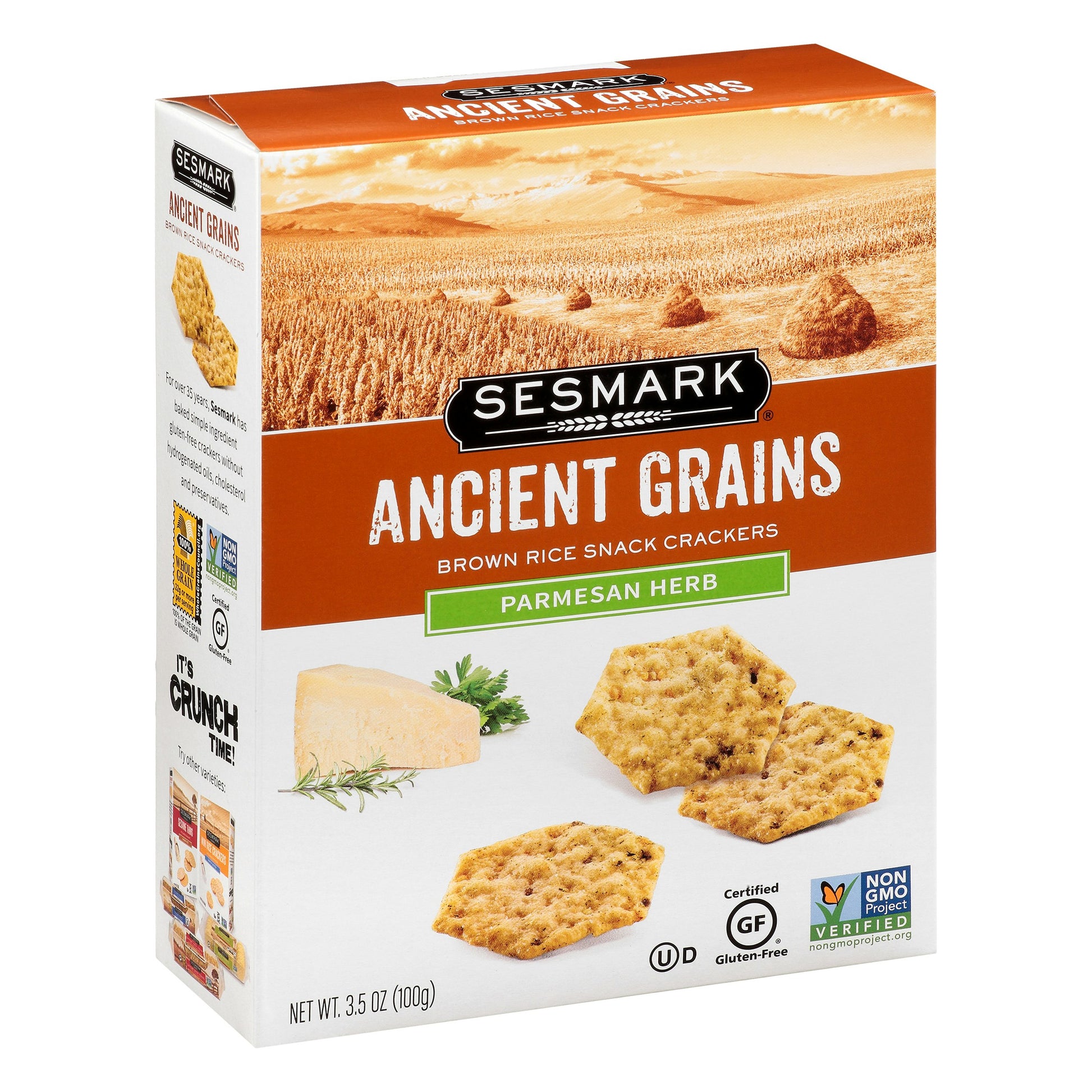 Sesmark Cracker Ancient Grain Parmesan Herb 3.5 oz (Pack of 6)