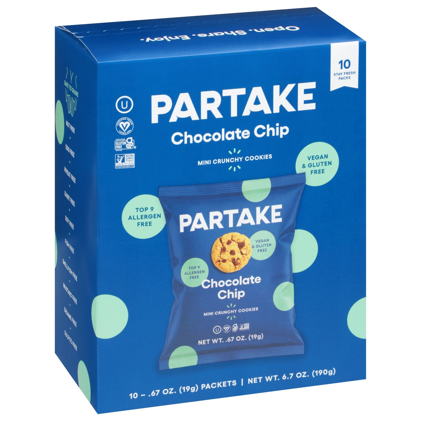 Partake Foods Mini Chocolate Chip Cookies - 6.7 Oz (Pack of 6)