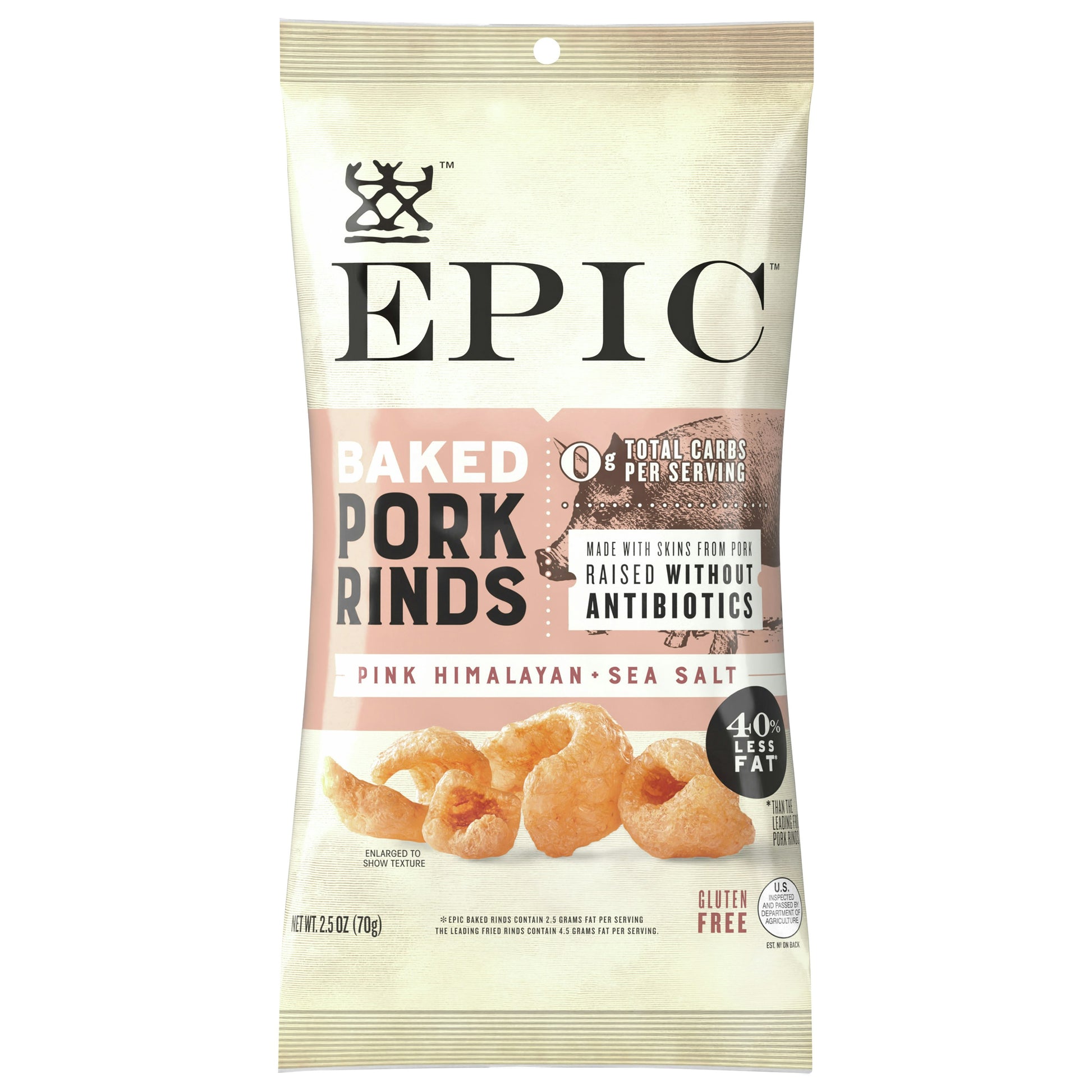 Epic Pork Rinds Baked Himalayan Pink 2.5 oz (Pack of 12)