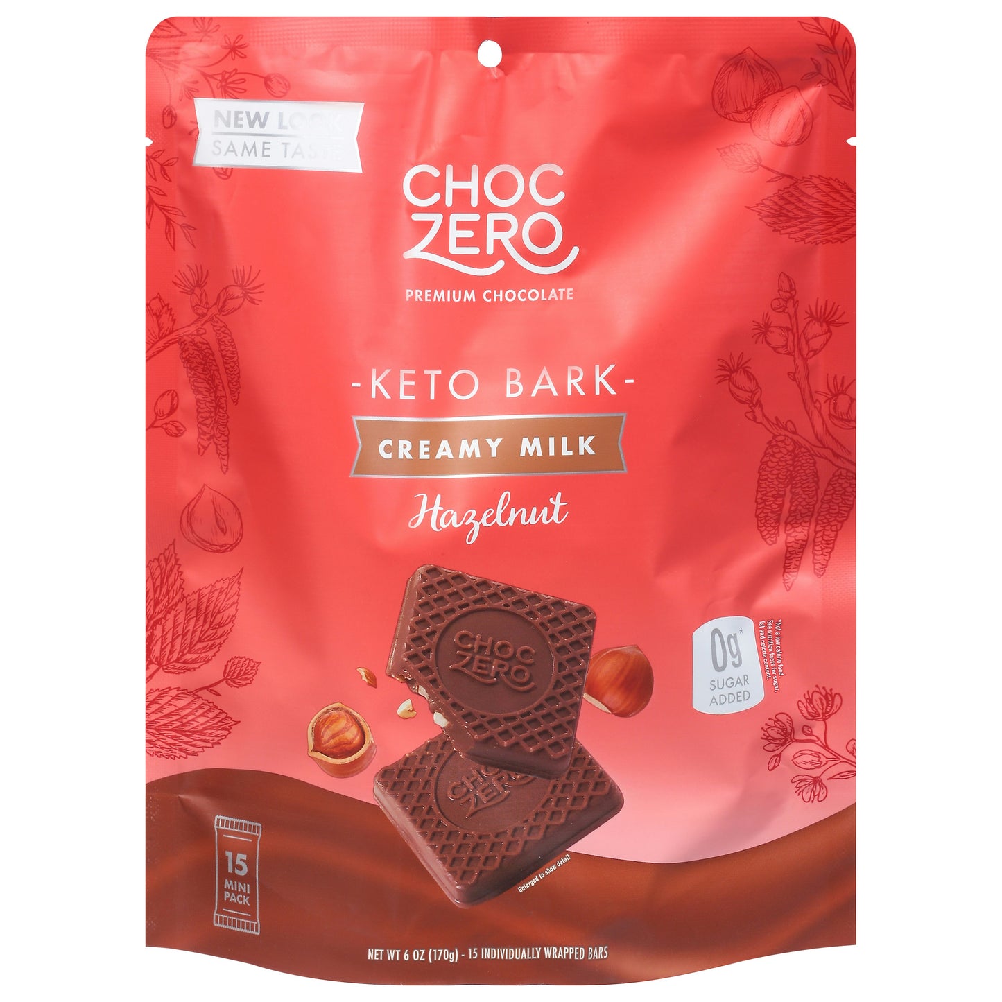 Choczero Chocolate Keto Bark Milk No Salt Added Hazelnut 6 Oz (Pack of 12)