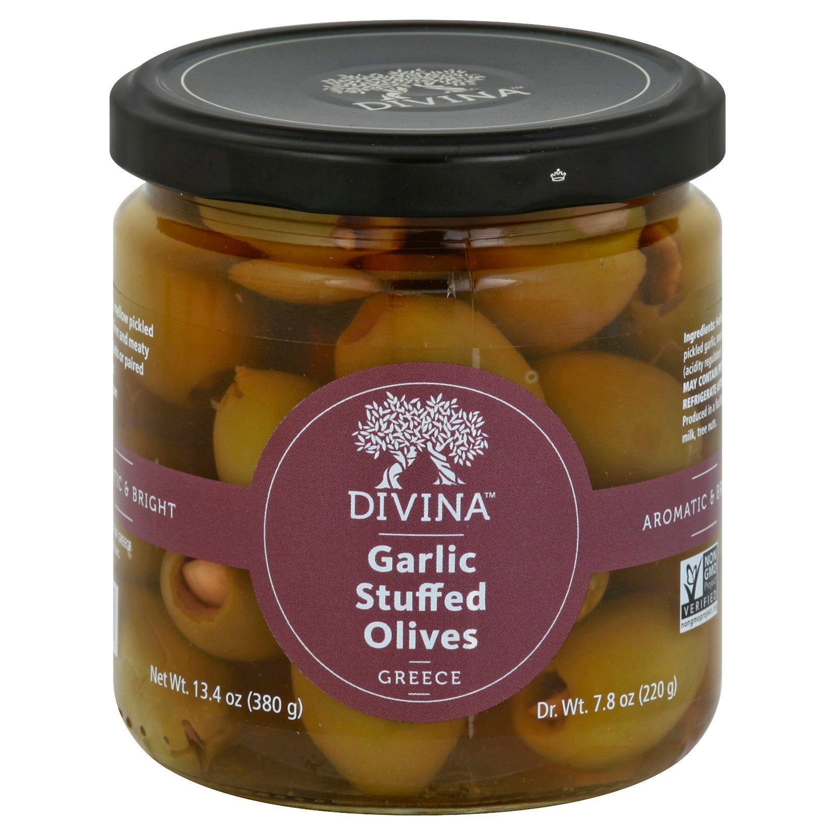 Divina Olive Greece Athos Stuffed Garlic 7.7 Oz Pack of 6