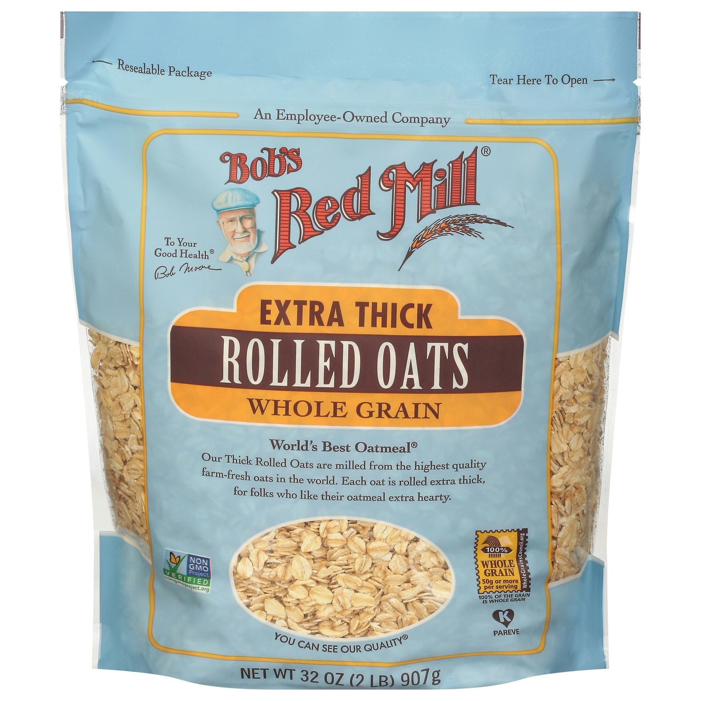 Bobs Red Mill Oats Rolled Extra Thick 32 oz (Pack of 4)