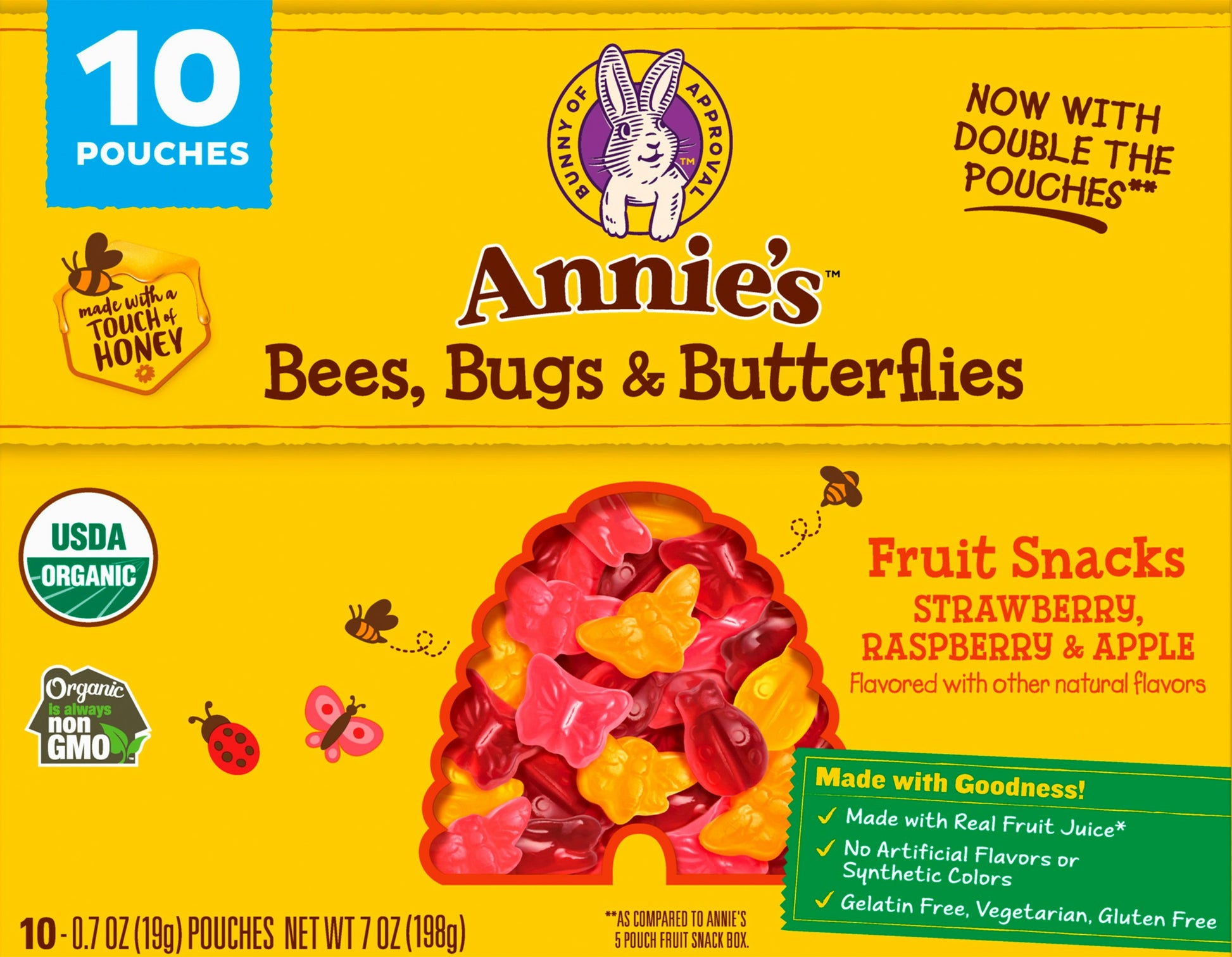 Annies Homegrown Fruit Snack Bee, Bug & Butterfly 7 Oz (Pack of 8)