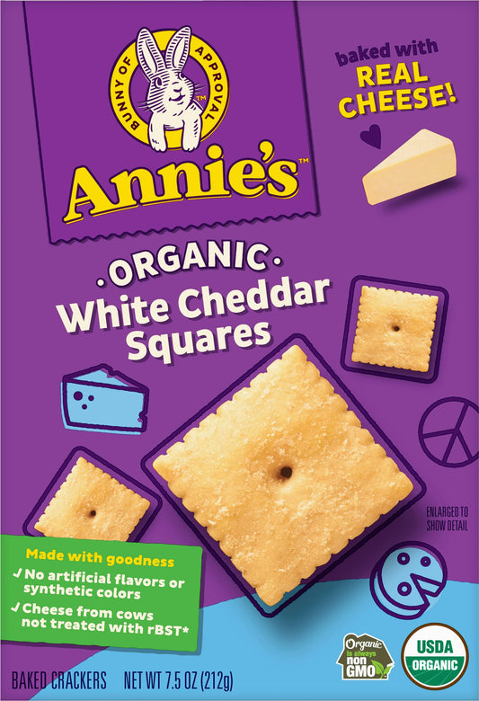 Annies Homegrown Crackers White Cheddar Organic 7.5 Oz (Pack of 12)