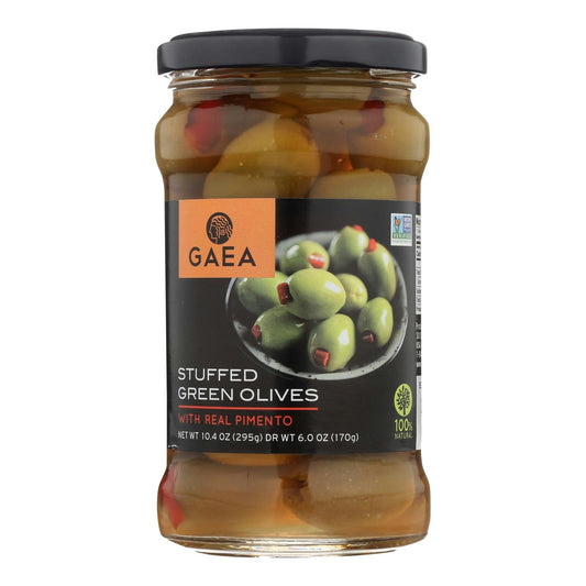 Gaea Stuffed Green Olives With Real Pimento 6 oz (Pack of 8)