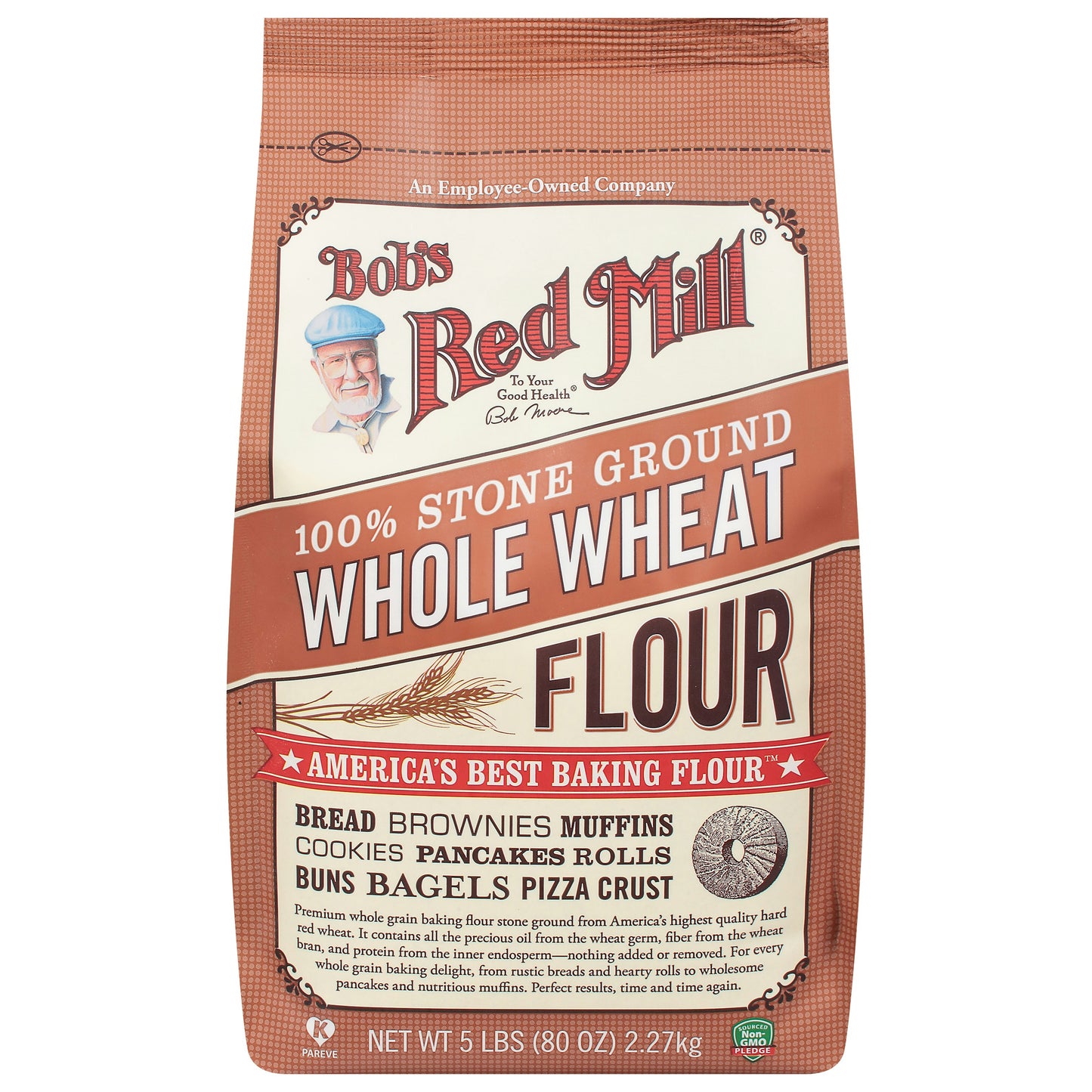 Bobs Red Mill Flour Whole White 5 Lb (Pack of 4)