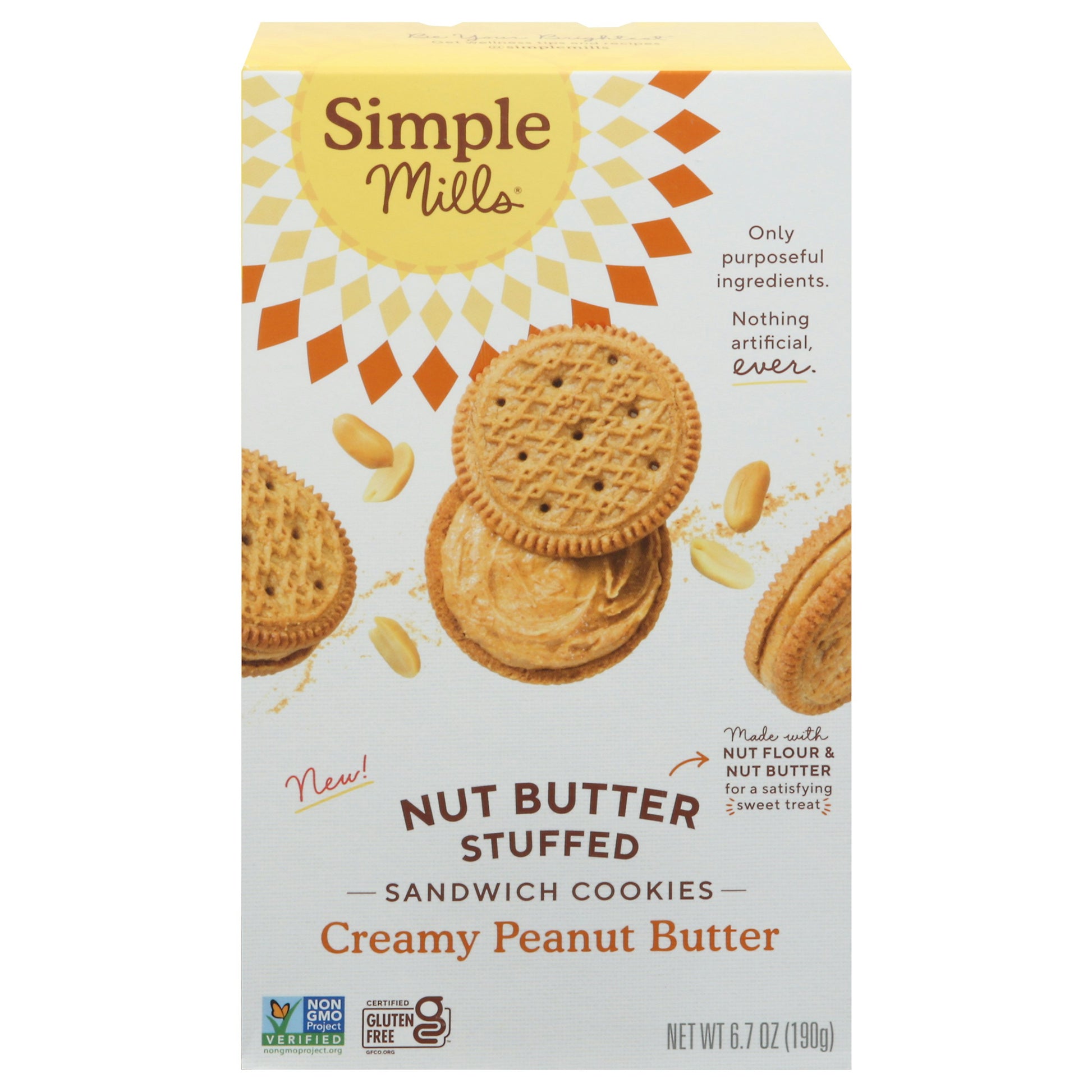 Simple Mills Cookies Sandwich Peanut Butter 6.7 Oz (Pack of 8)