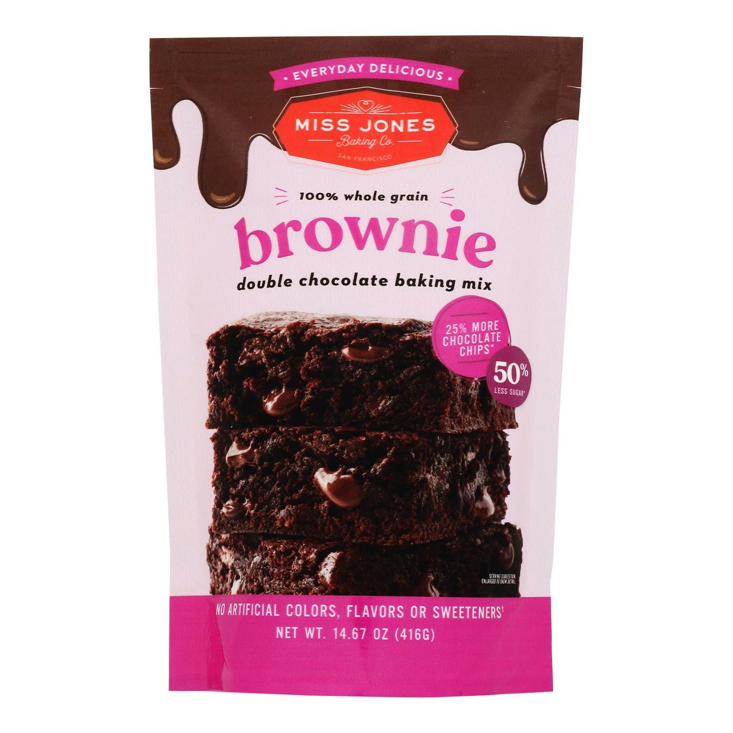 Miss Jones Baking Co - Everyday Delicious Brownie Double Chocolate 14.67 oz (Pack of 6)