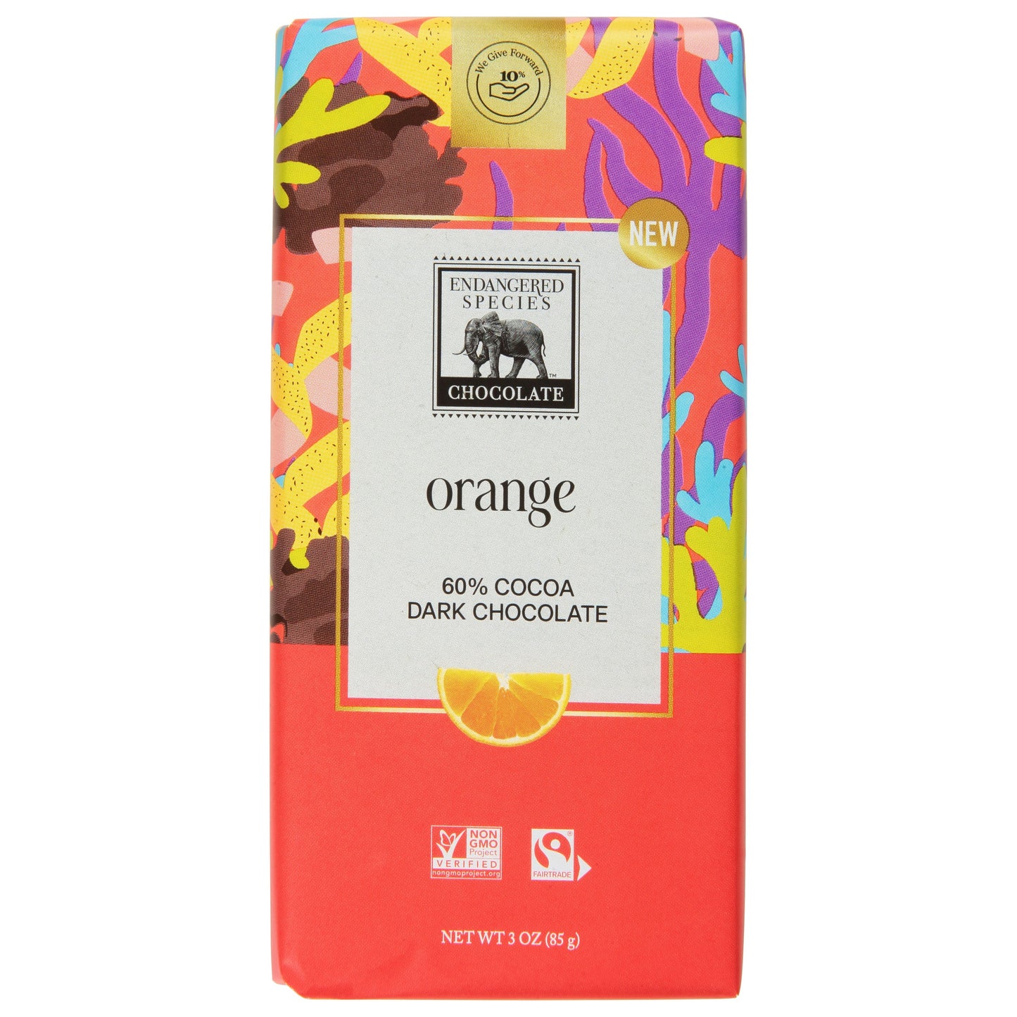 Endangered Species Bar Chocolate Dark Orange 3 Oz (Pack Of 12)