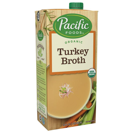 Pacific Foods Broth Turkey Gluten Free Organic 32 Oz (Pack of 12)