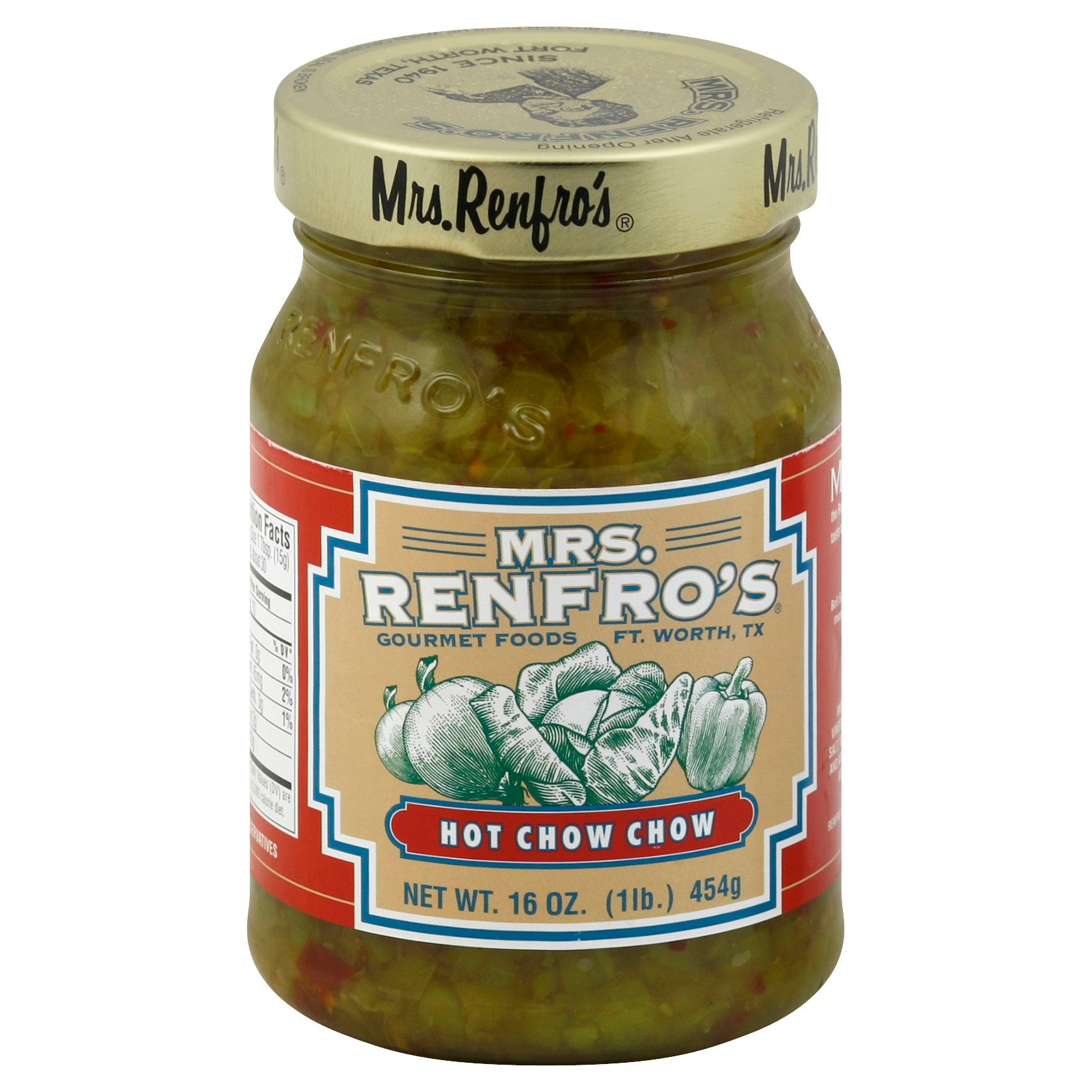 Mrs Renfro Chow Chow Hot 16 Oz Pack of 6